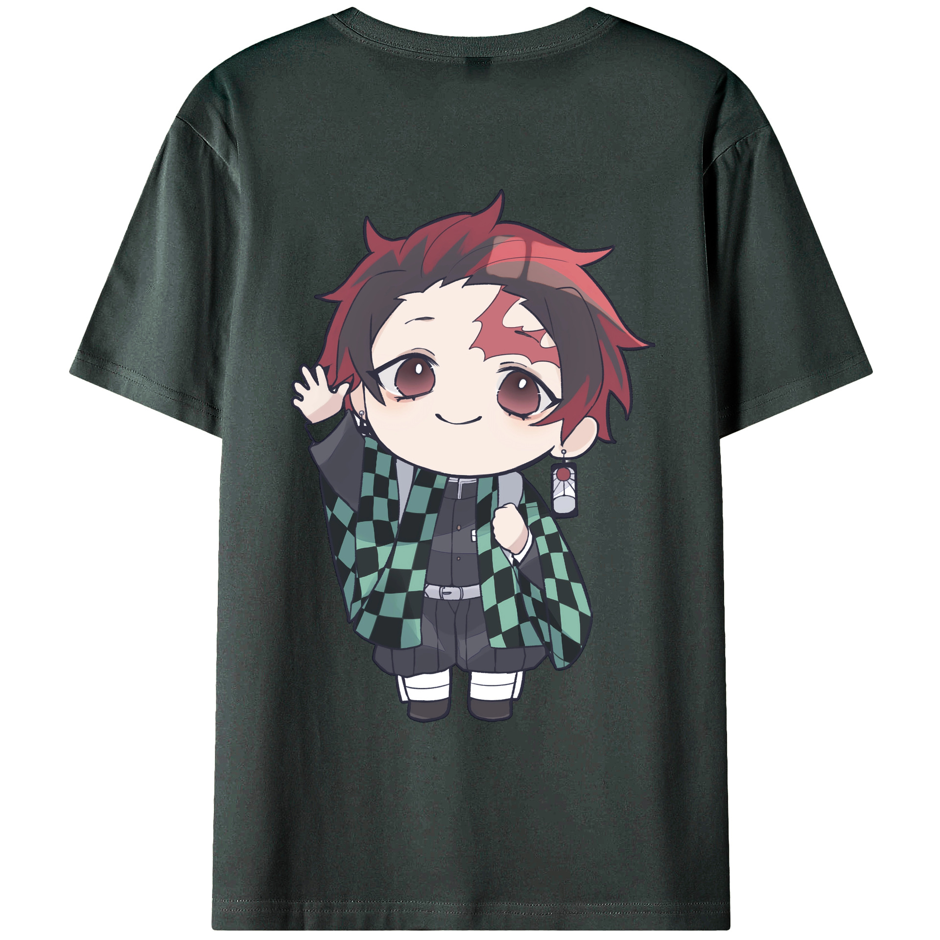 （画像用） 鬼滅の刃 竈門 炭治郎／かまど たんじろう Kamado Tanjirou 綿100％ メンズ半袖Tシャツ（バックプリント） 通気性